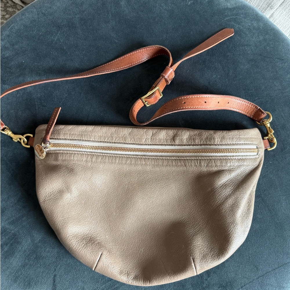Chic Taupe Leather Crossbody Bag